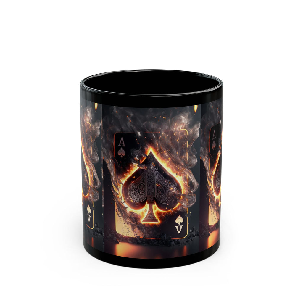 Burning Ace of Spades Mug | Black Ceramic Coffee Cup