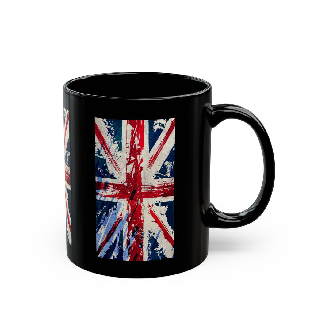 Distressed Union Jack Flag Mug | Black Ceramic Mug