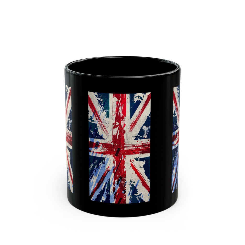 Distressed Union Jack Flag Mug | Black Ceramic Mug