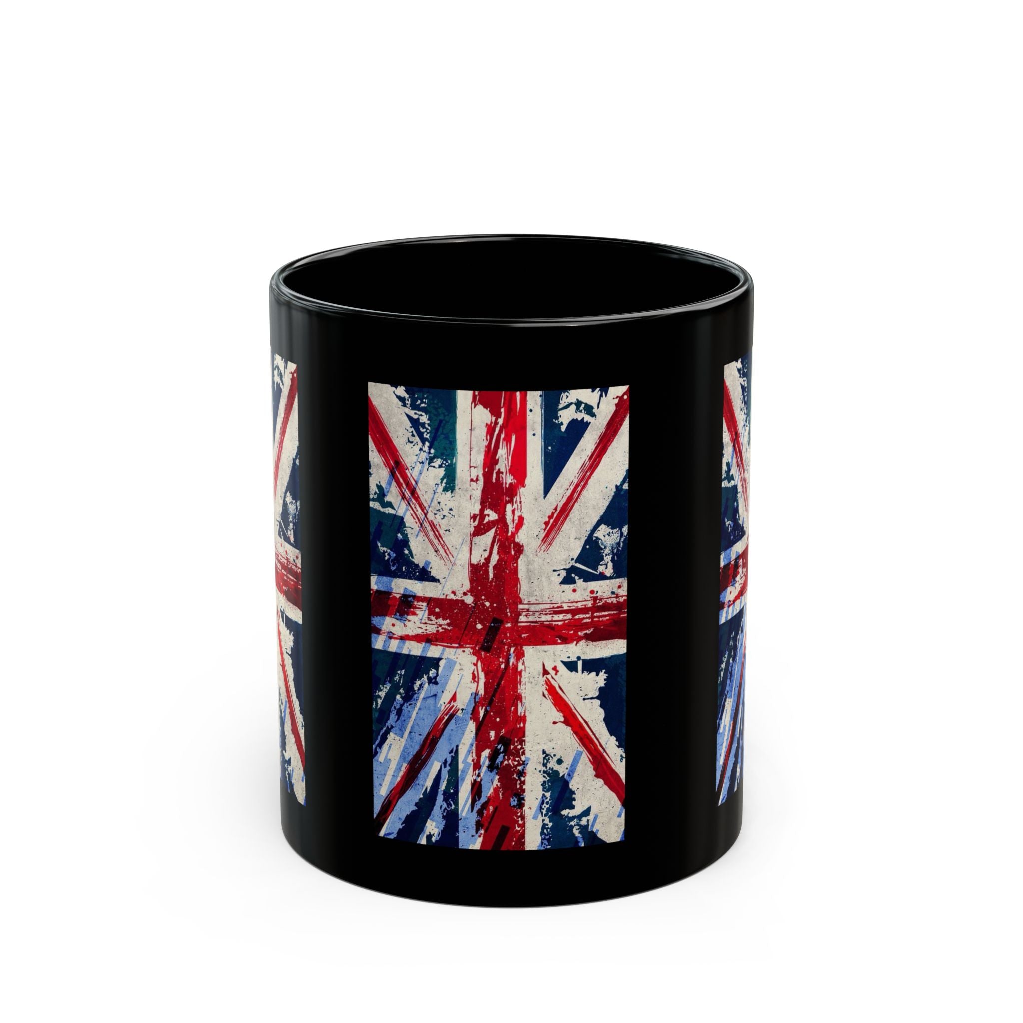 Distressed Union Jack Flag Mug | Black Ceramic Mug