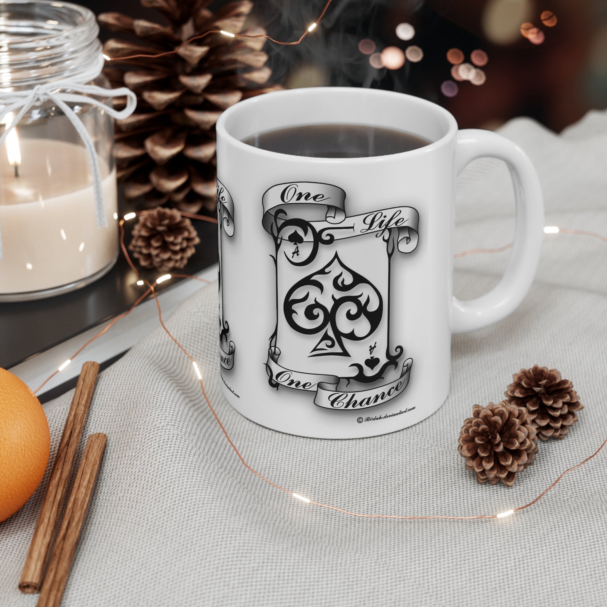 One Life One Chance Spade Tattoo Coffee Mug — 11oz & 15oz Ceramic