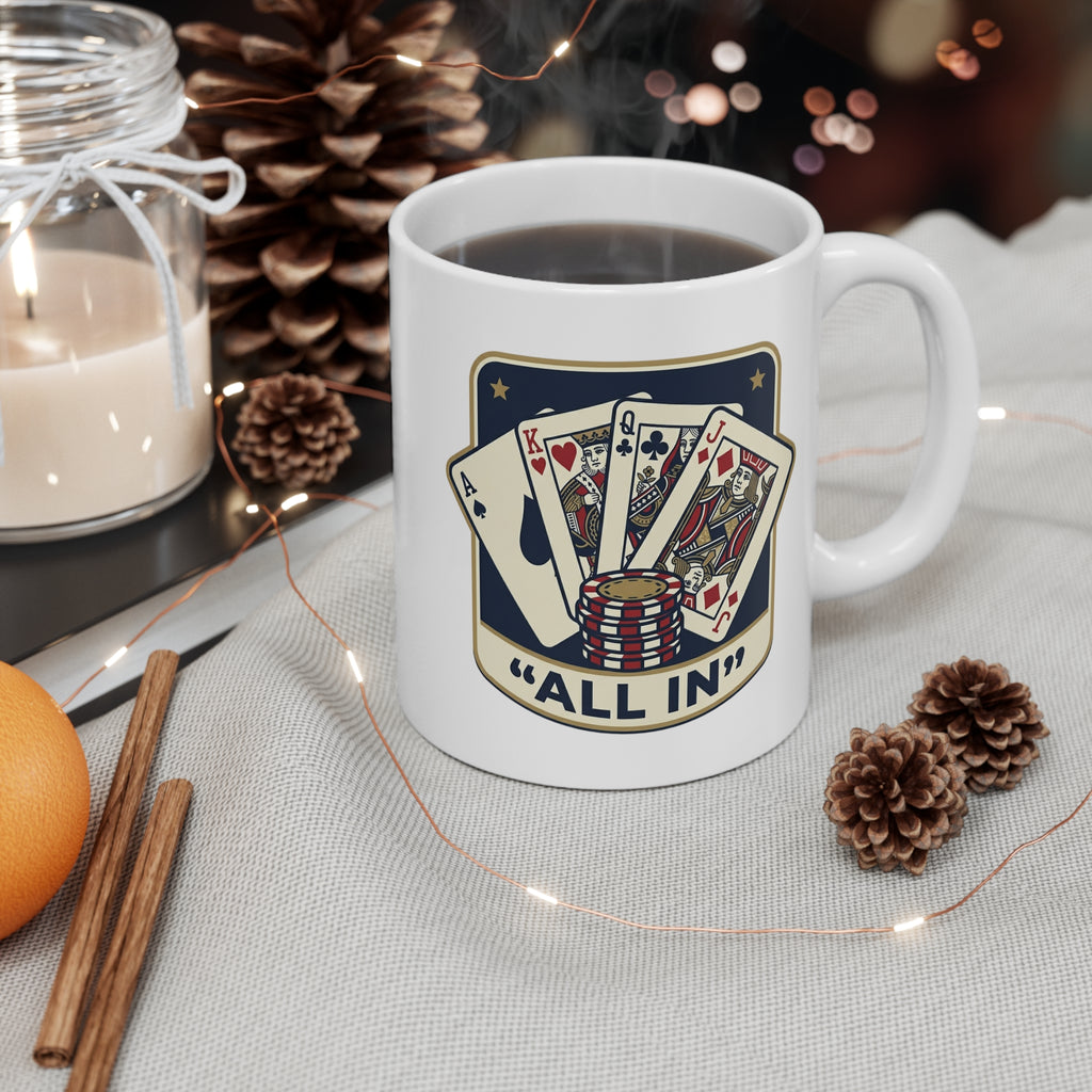 All In Poker Mug – Playing Cards & Chips Coffee Cup