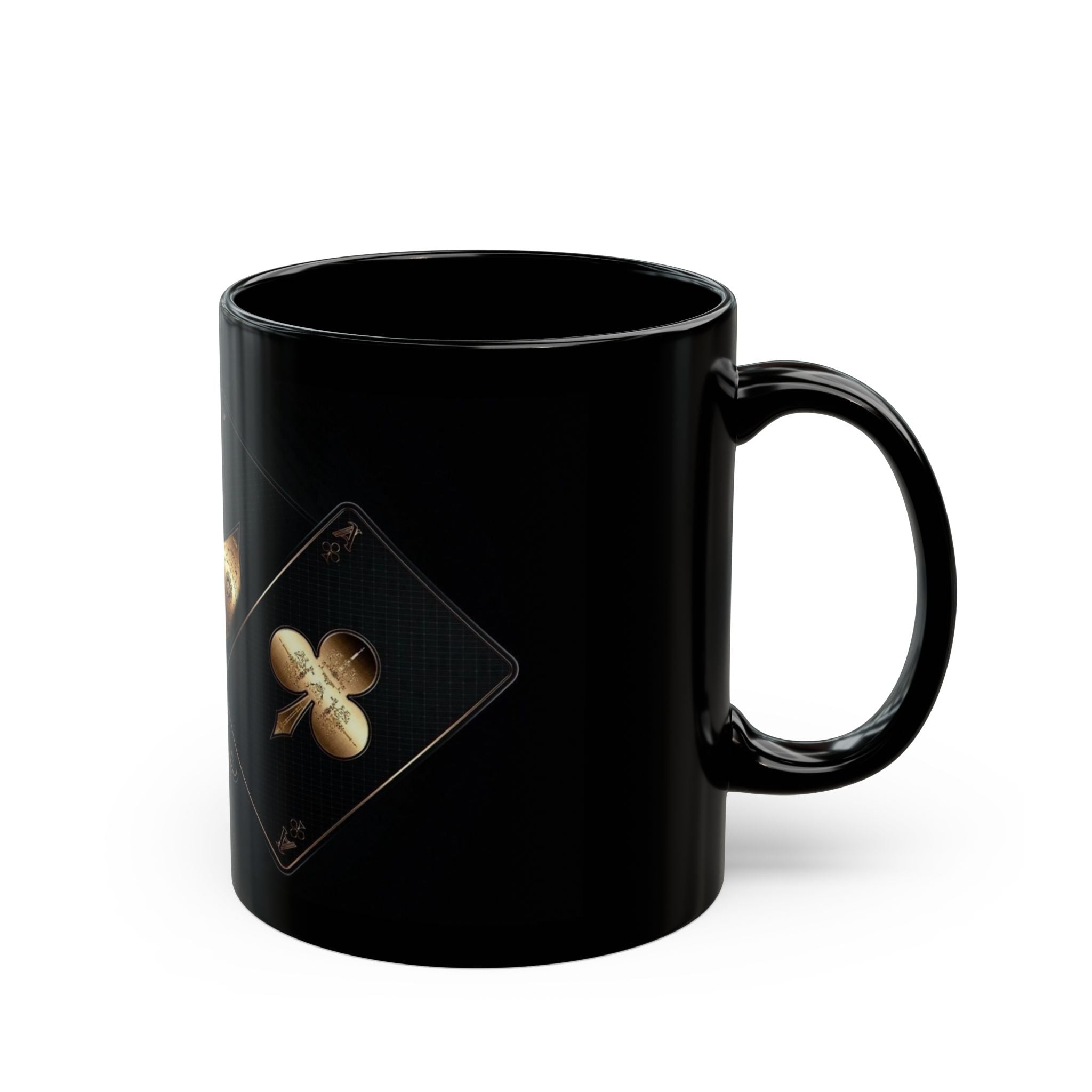 Gold Playing Cards Ace Spade Heart Club Diamond Mug | Black Ceramic