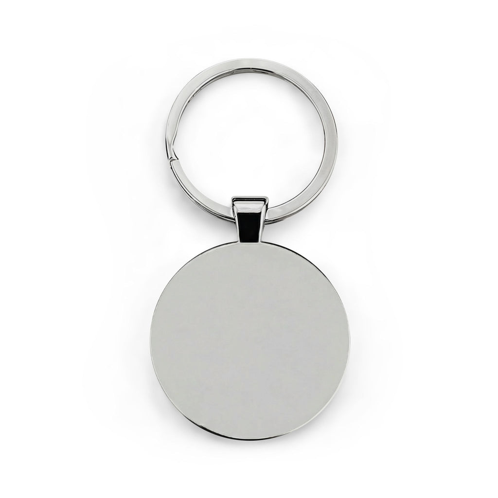 Round Stainless Steel Keychain — Black & White Rose Sketch Keyring, Floral Gift for Her