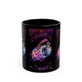 Neon Headphones Bubble Art Mug | Black Ceramic Mug