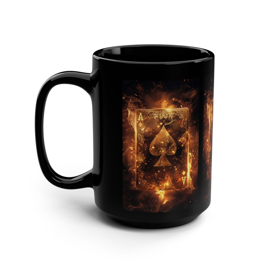 Ace of Spades Black 15oz Mug — Fiery Poker Card Coffee Cup