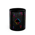 Neon Spade Pattern Mug | Black Ceramic Playing Card Coffee Cup