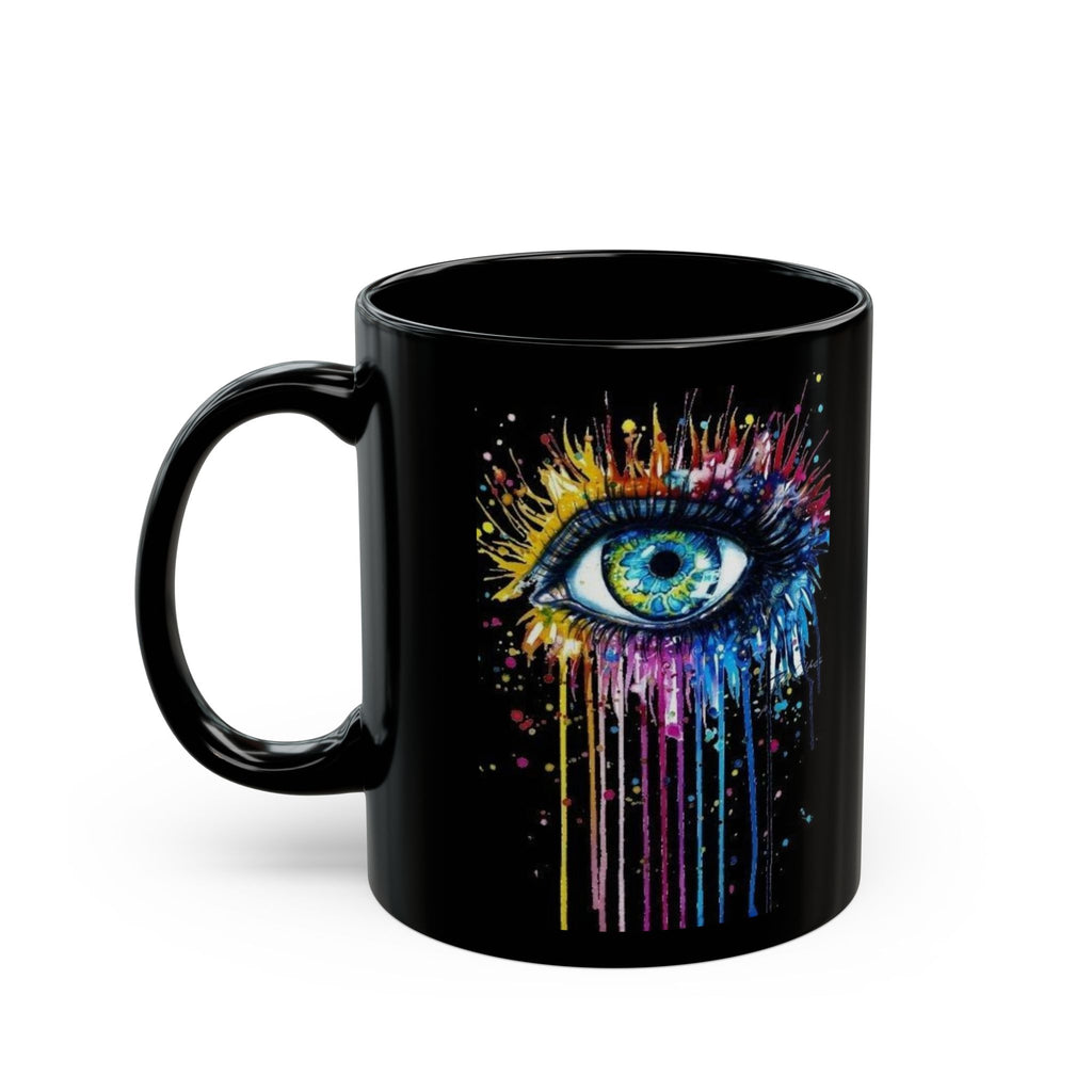 Paint Drip Eye mug | Black Ceramic Mug