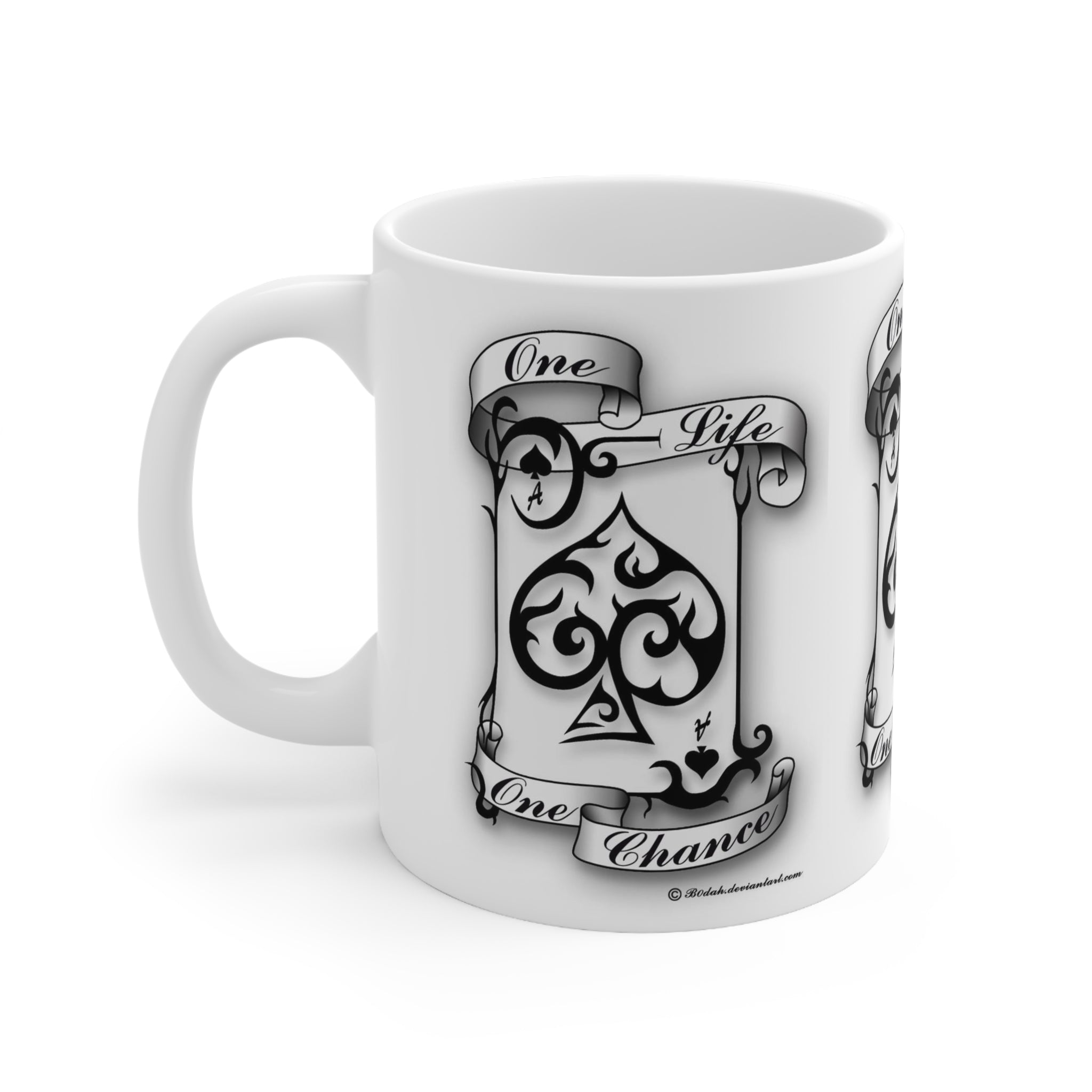 One Life One Chance Spade Tattoo Coffee Mug — 11oz & 15oz Ceramic