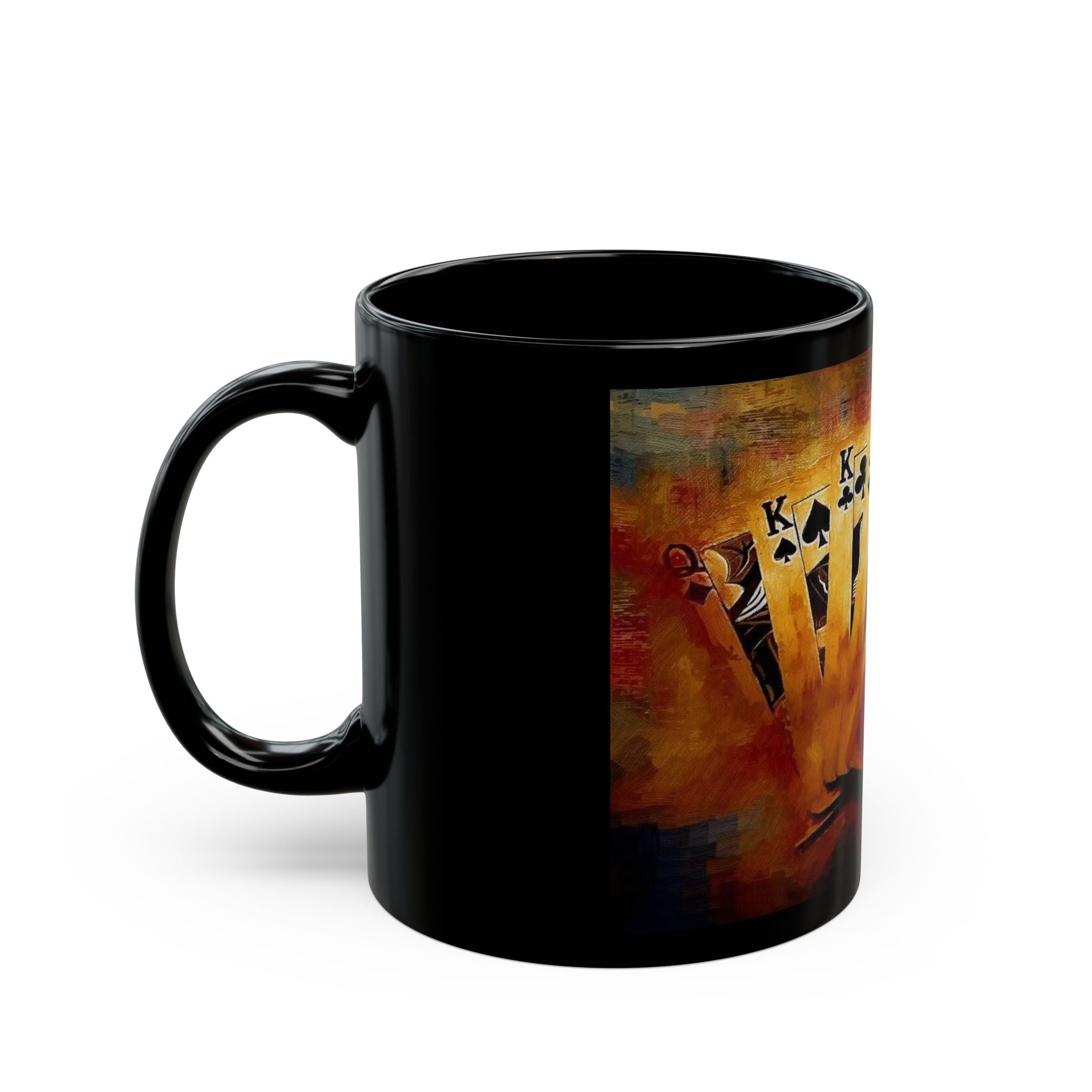 Royal Flush Playing Cards mug | Black Ceramic Mug, Poker Ace Heart Design