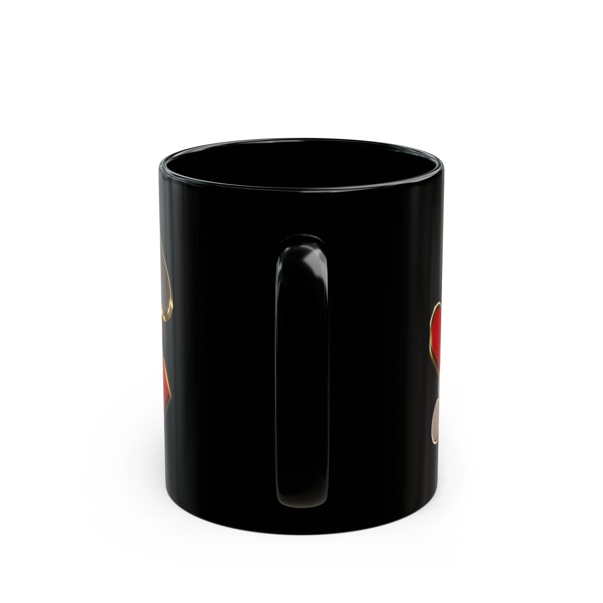 Gold Trim Playing Card Suits Mug | Black Ceramic Coffee Cup