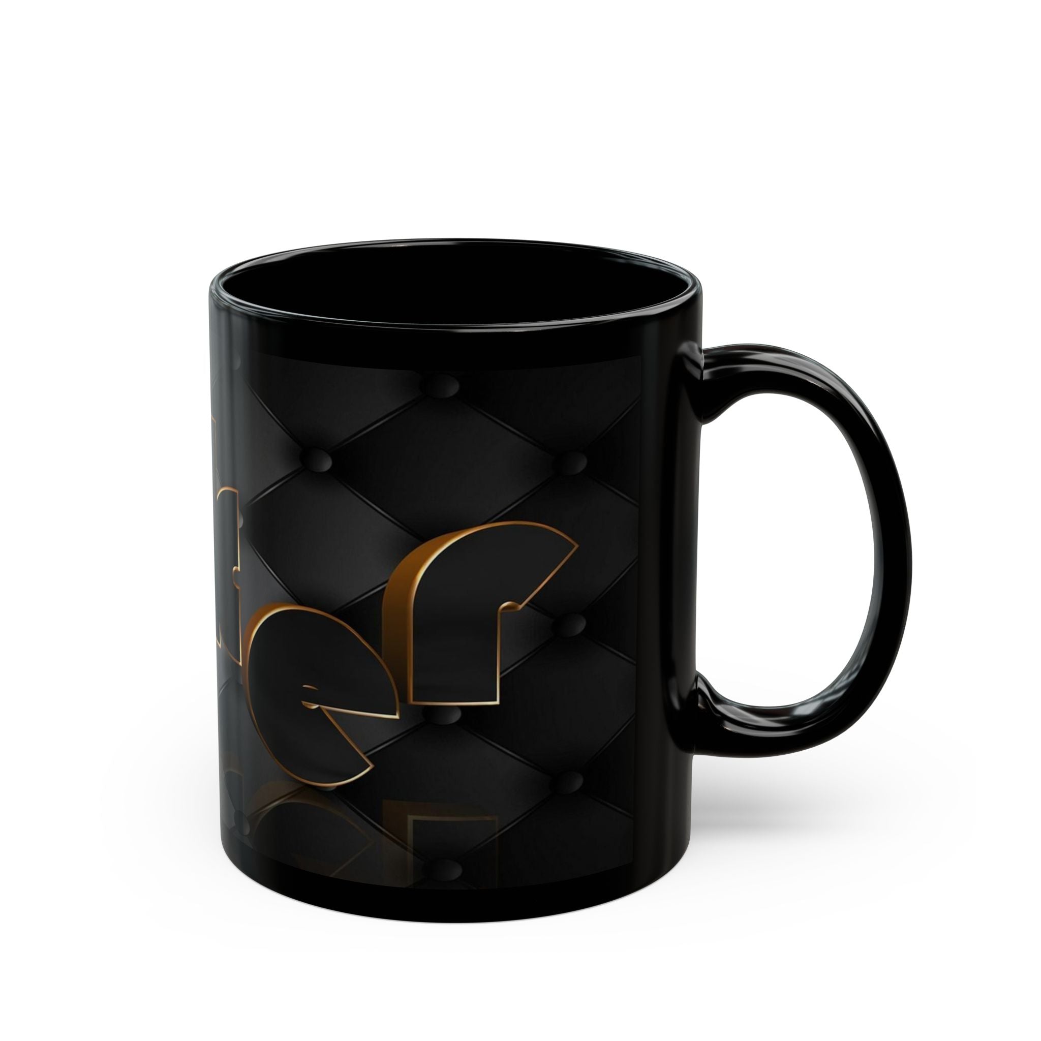 Gold 3D Luxe Letters Black Mug | 11oz 15oz
