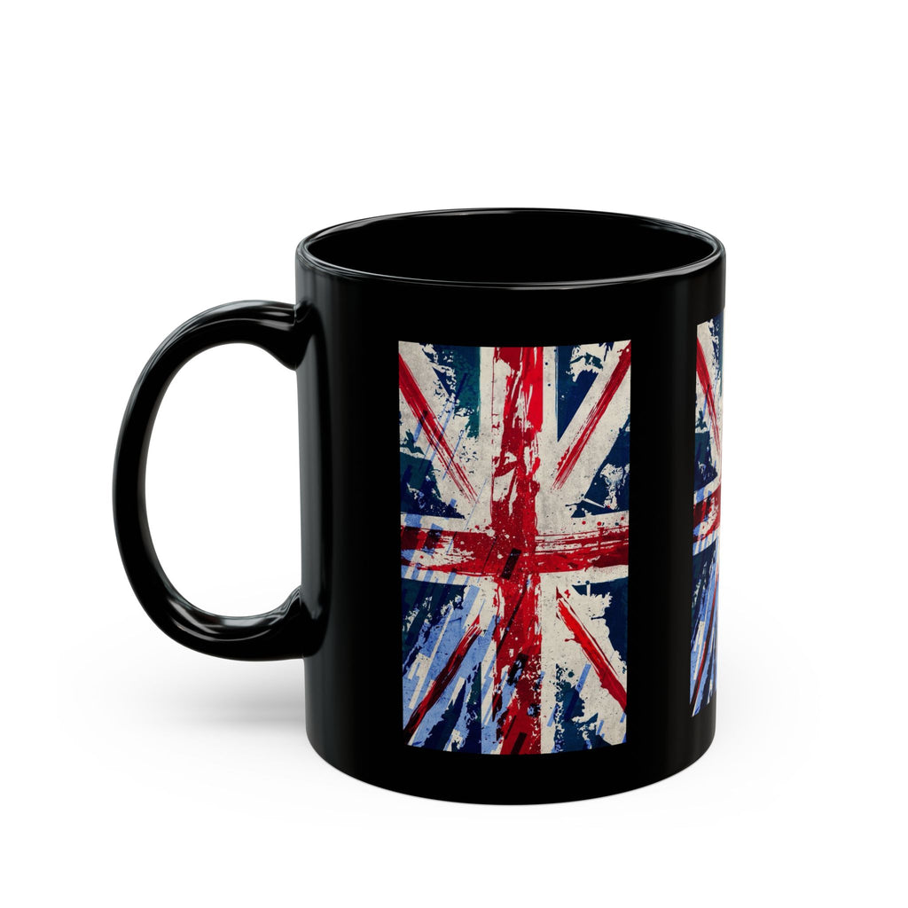 Distressed Union Jack Flag Mug | Black Ceramic Mug