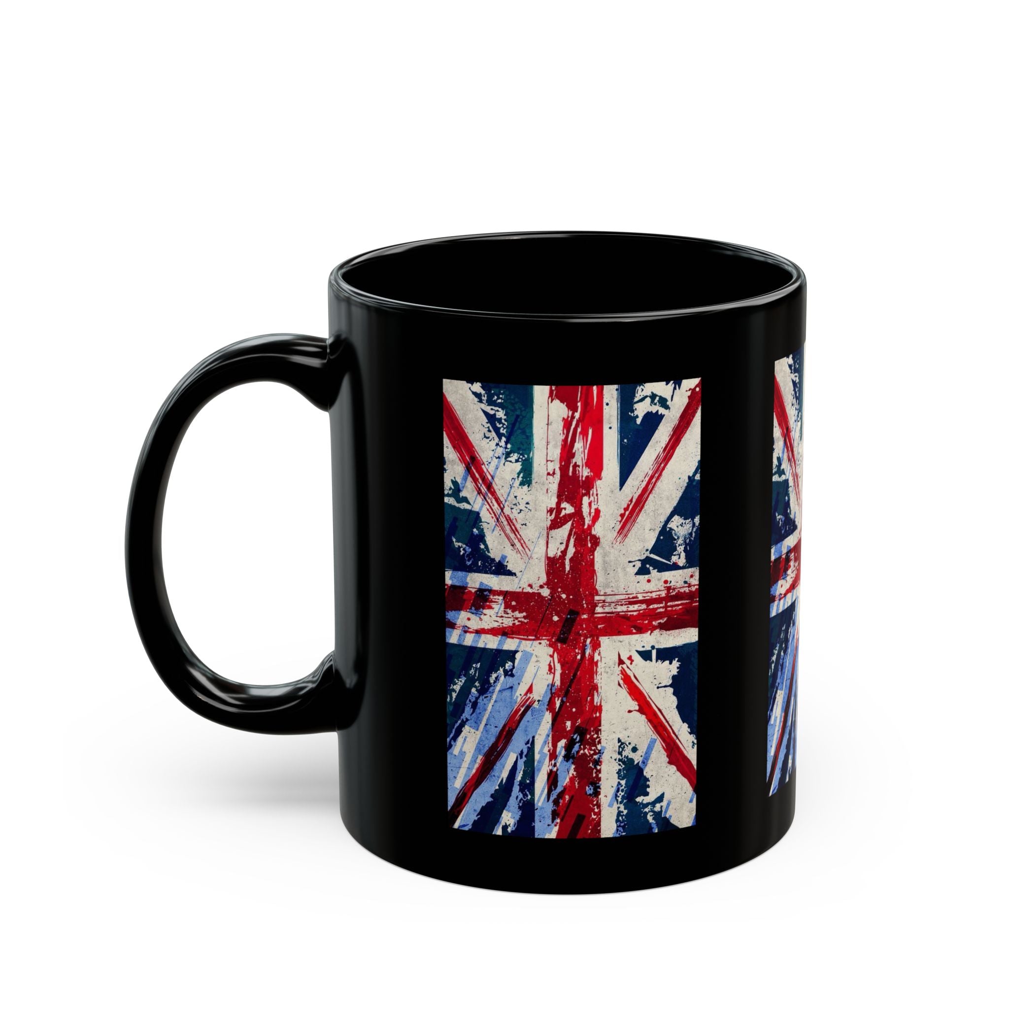 Distressed Union Jack Flag Mug | Black Ceramic Mug