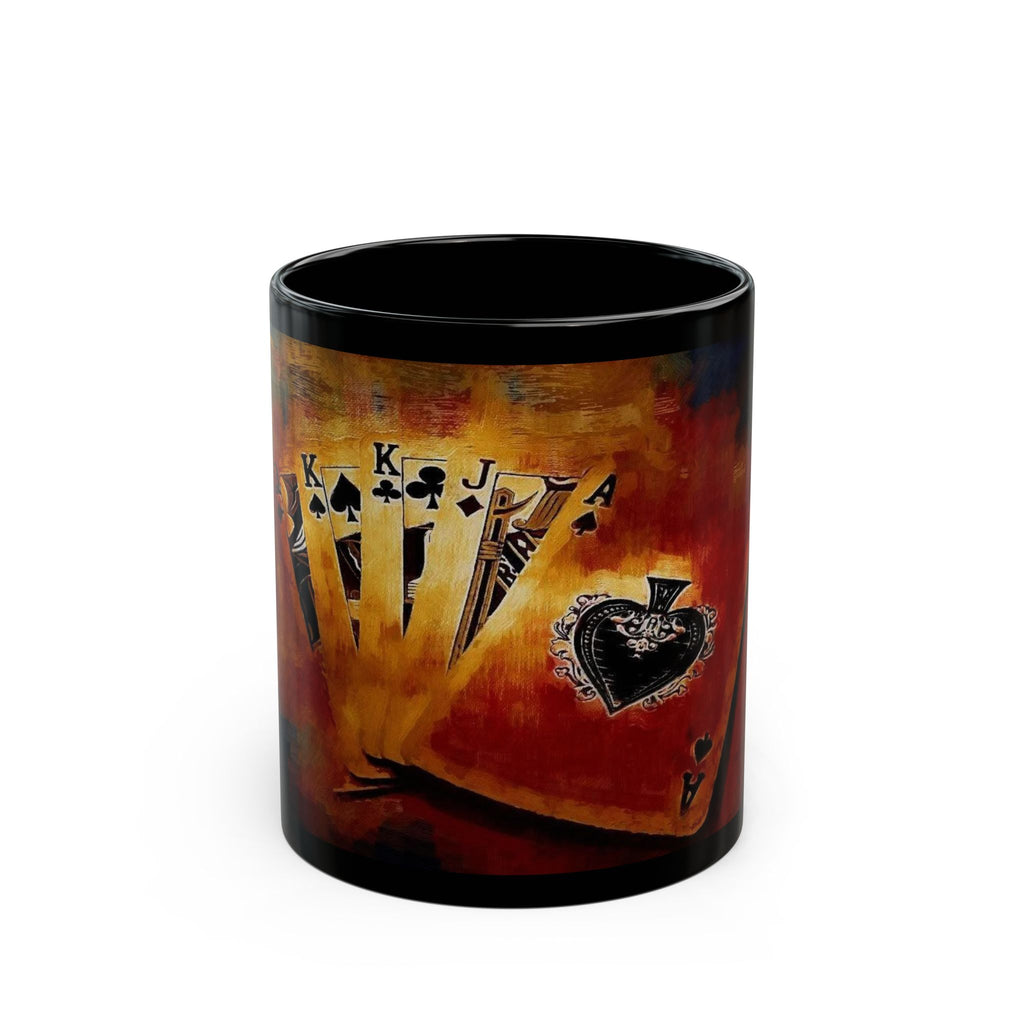 Royal Flush Playing Cards mug | Black Ceramic Mug, Poker Ace Heart Design