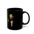 Golden Tuxedo Skull Mug | Black Ceramic Coffee Cup