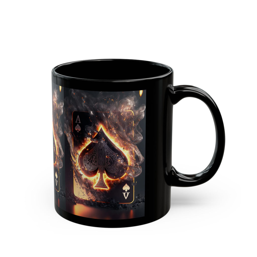Burning Ace of Spades Mug | Black Ceramic Coffee Cup