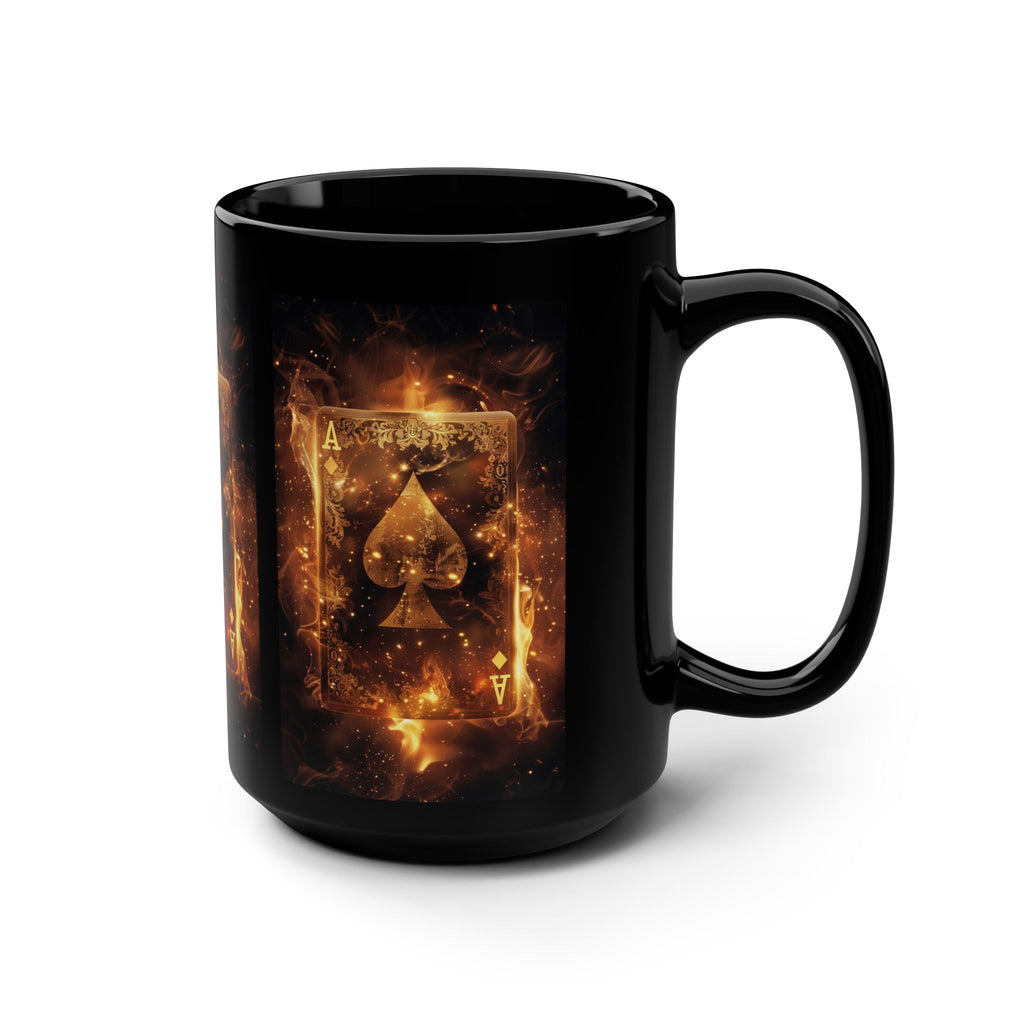 Ace of Spades Black 15oz Mug — Fiery Poker Card Coffee Cup