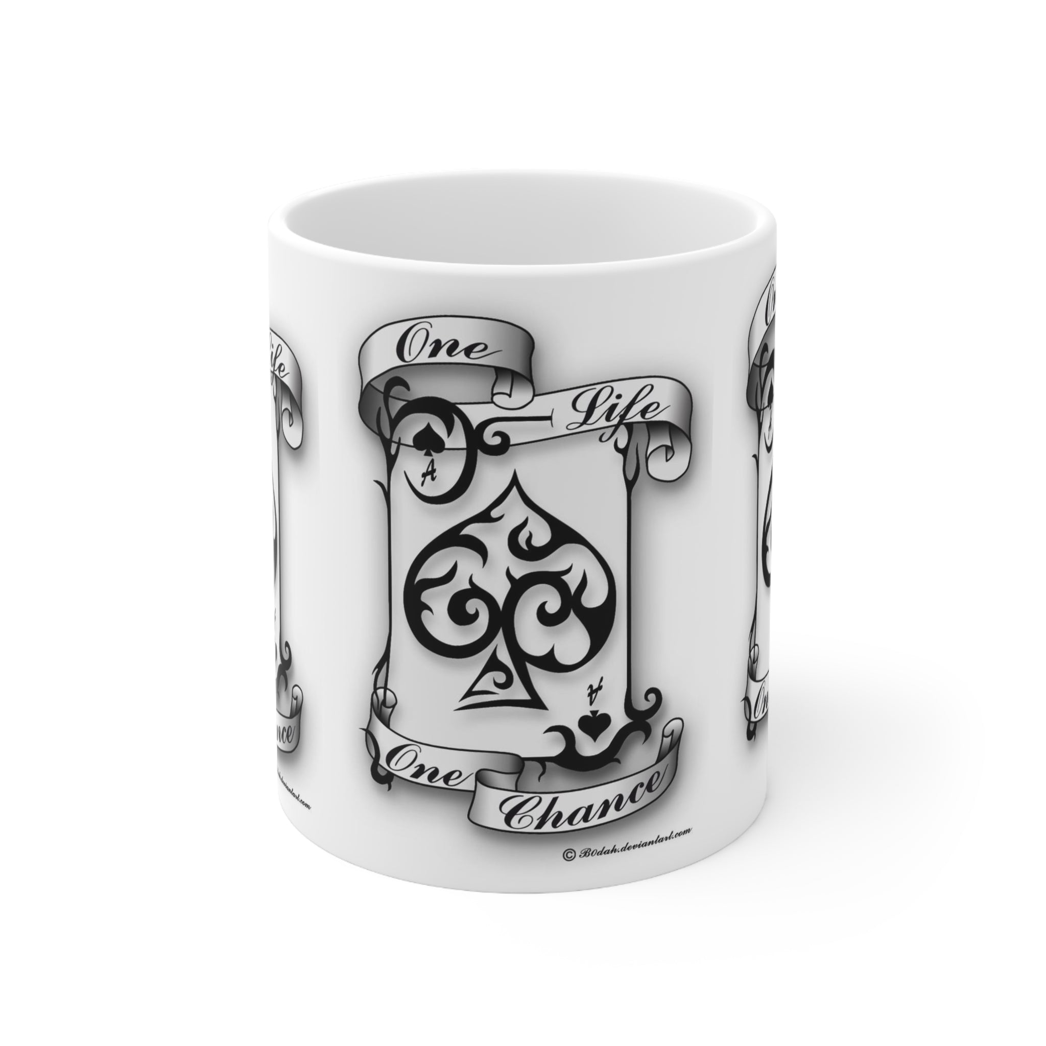 One Life One Chance Spade Tattoo Coffee Mug — 11oz & 15oz Ceramic