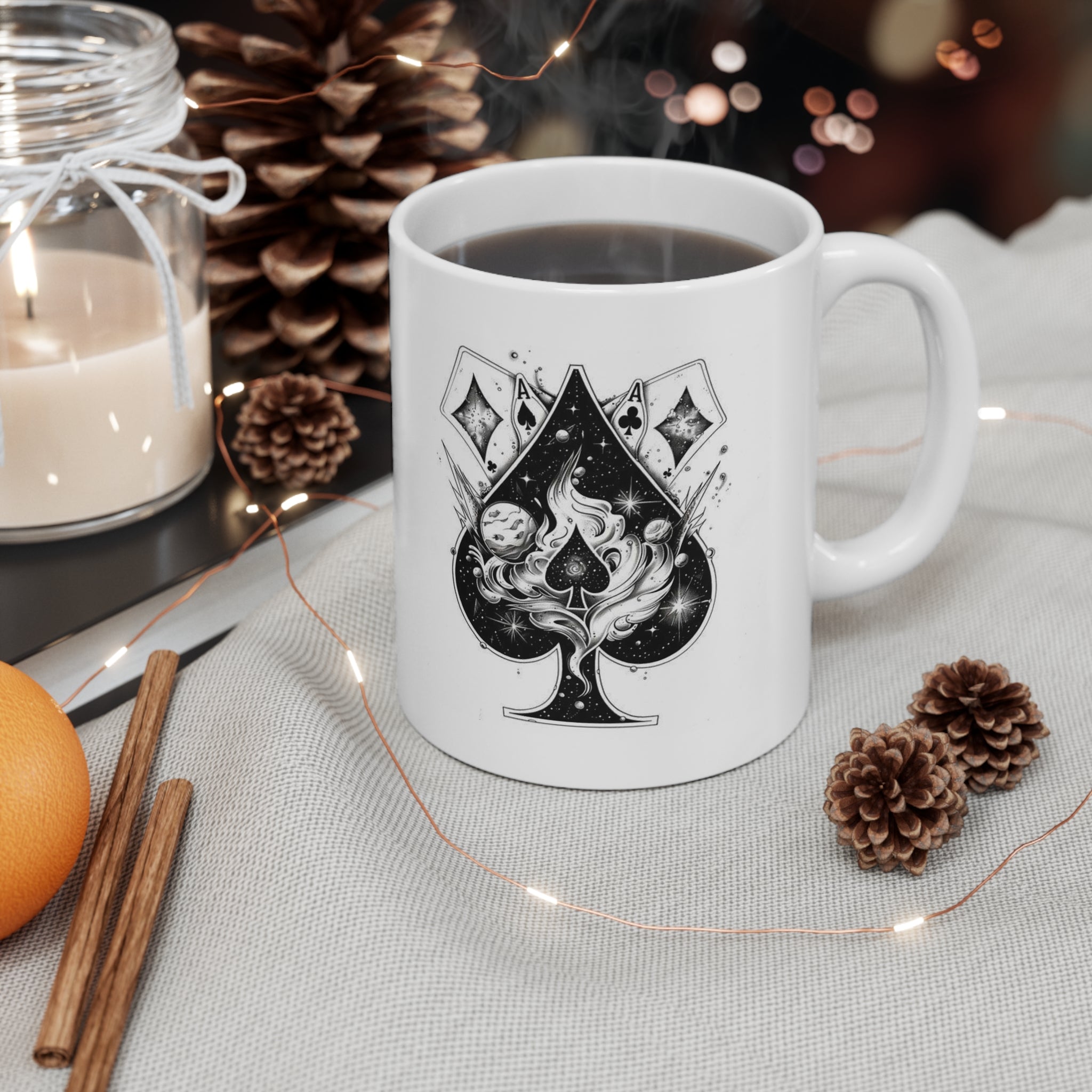 Cosmic Spade Illustration Mug | Ceramic Coffee Cup
