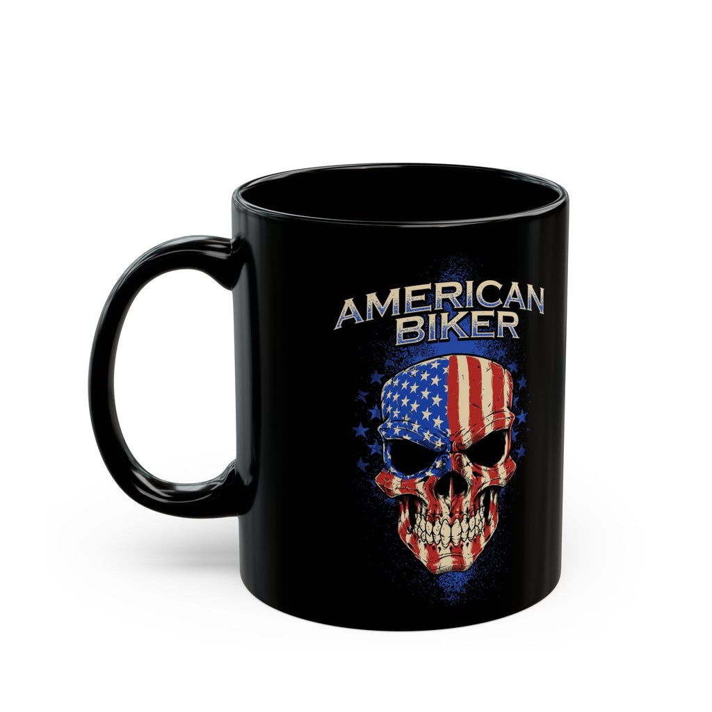 American Biker Skull Mug | Black Ceramic Coffee Cup
