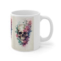 Floral Skull Ceramic Mug — 11oz & 15oz Artistic Coffee Cup