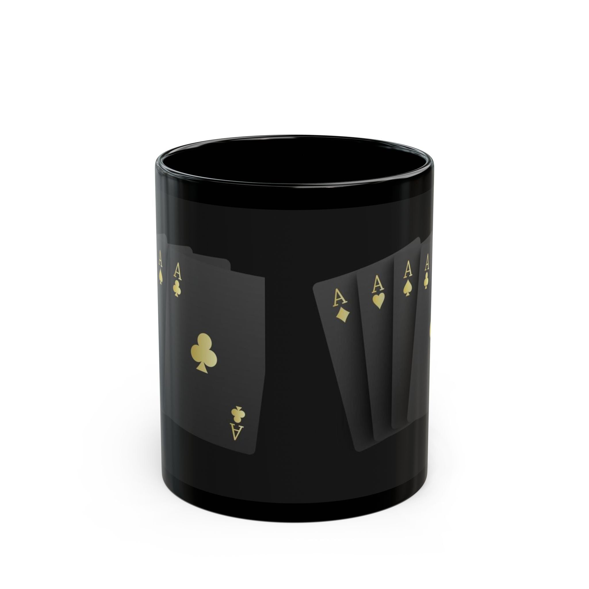 Gold Ace Playing Cards Mug | Black Ceramic Coffee Cup