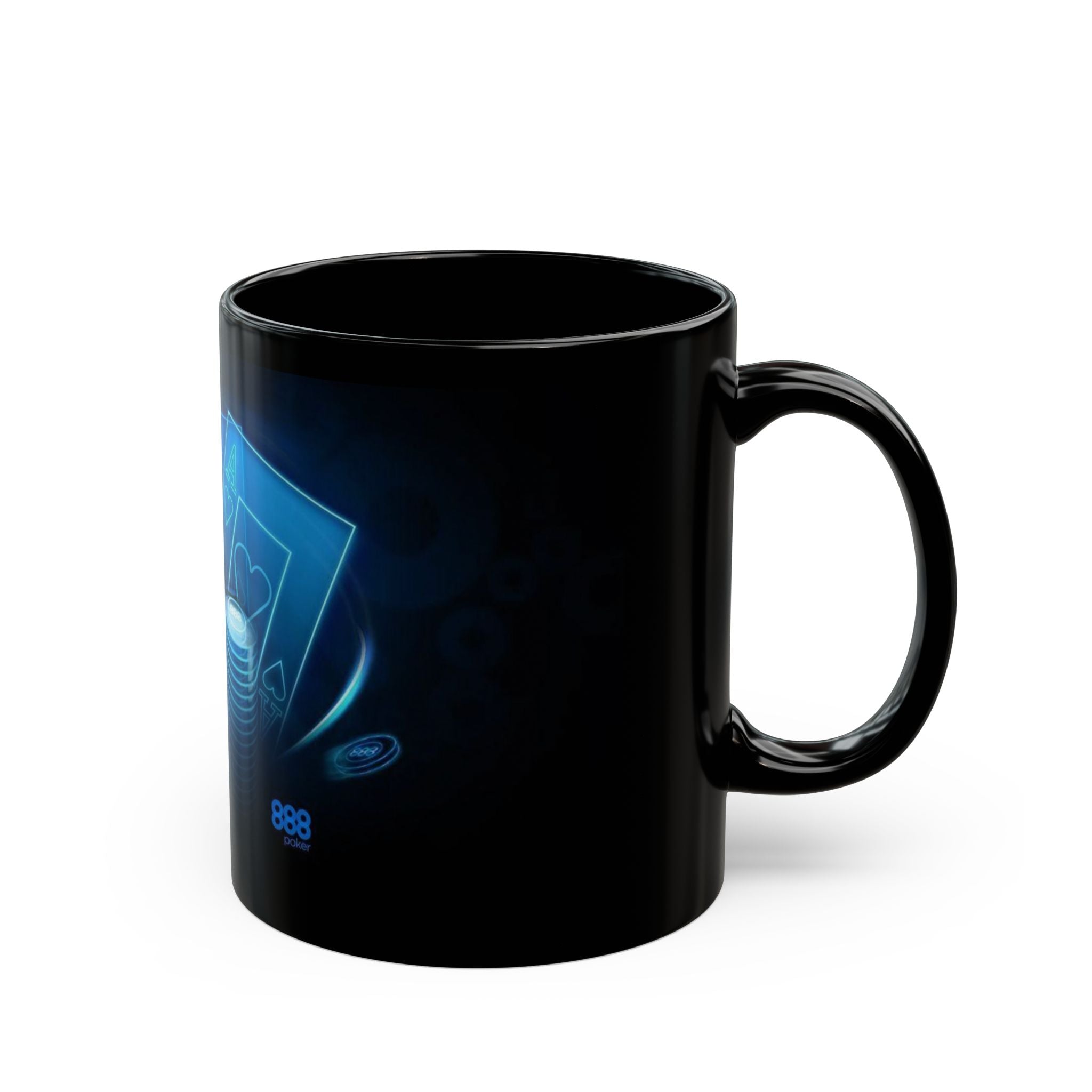 Neon Poker Chips and Cards Mug | Black Ceramic Coffee Cup