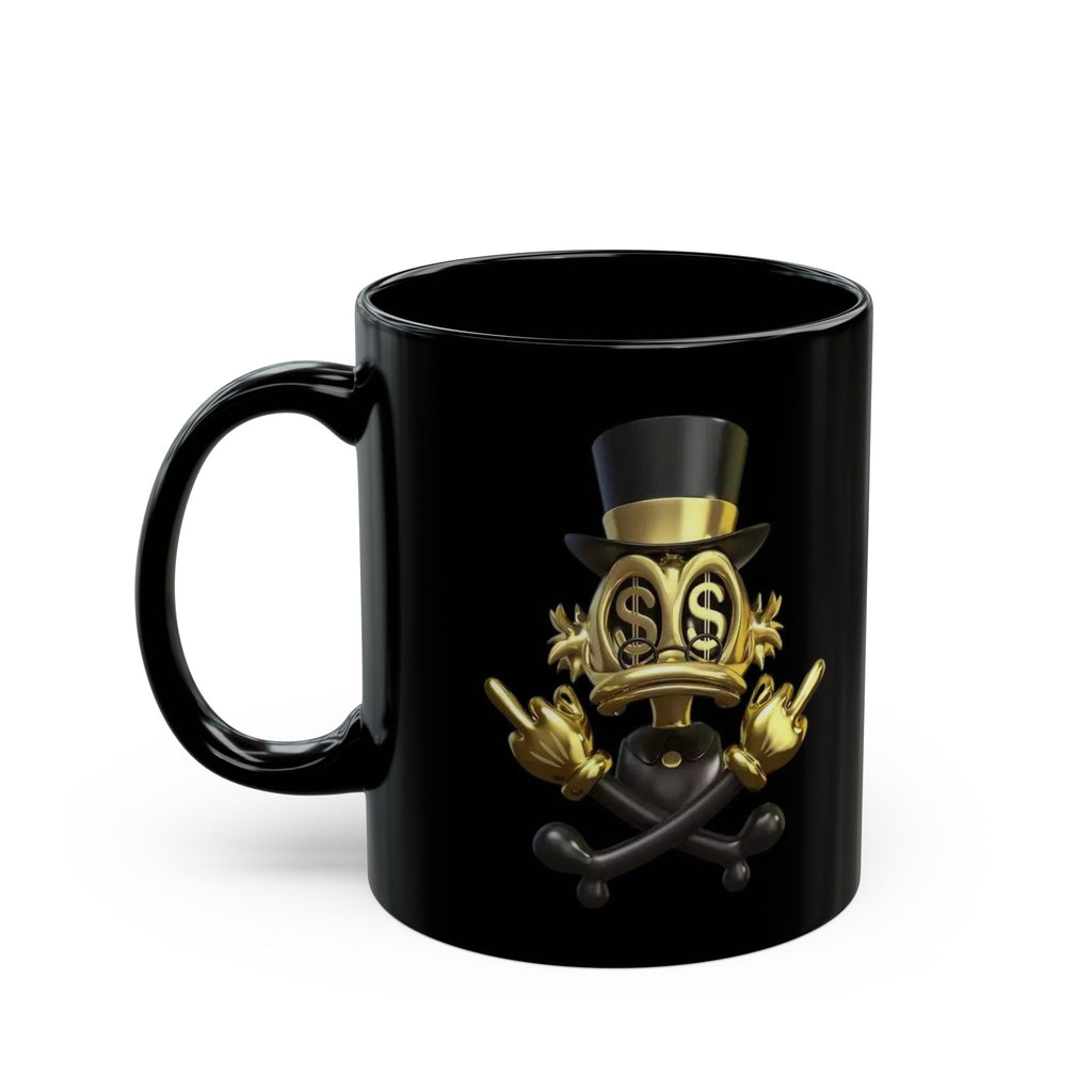 Gold Money Skull Mug — Black Ceramic Coffee Cup with Top Hat & Dollar Eyes