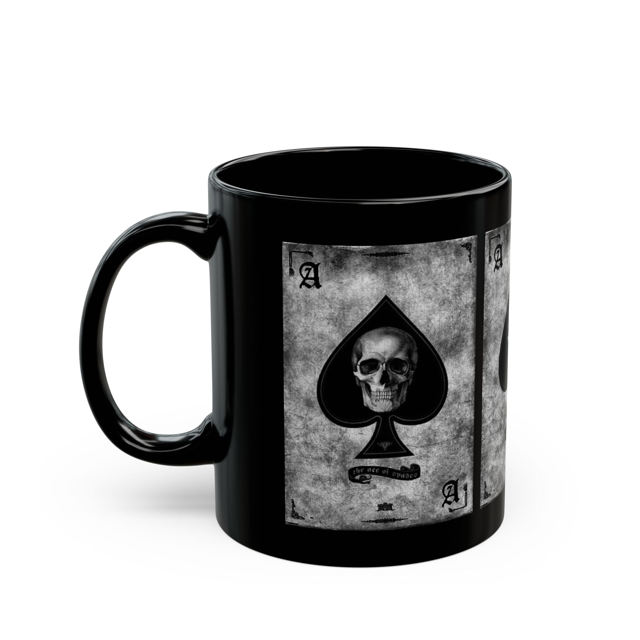 Skull Ace of Spades Mug | Black Ceramic Coffee Cup