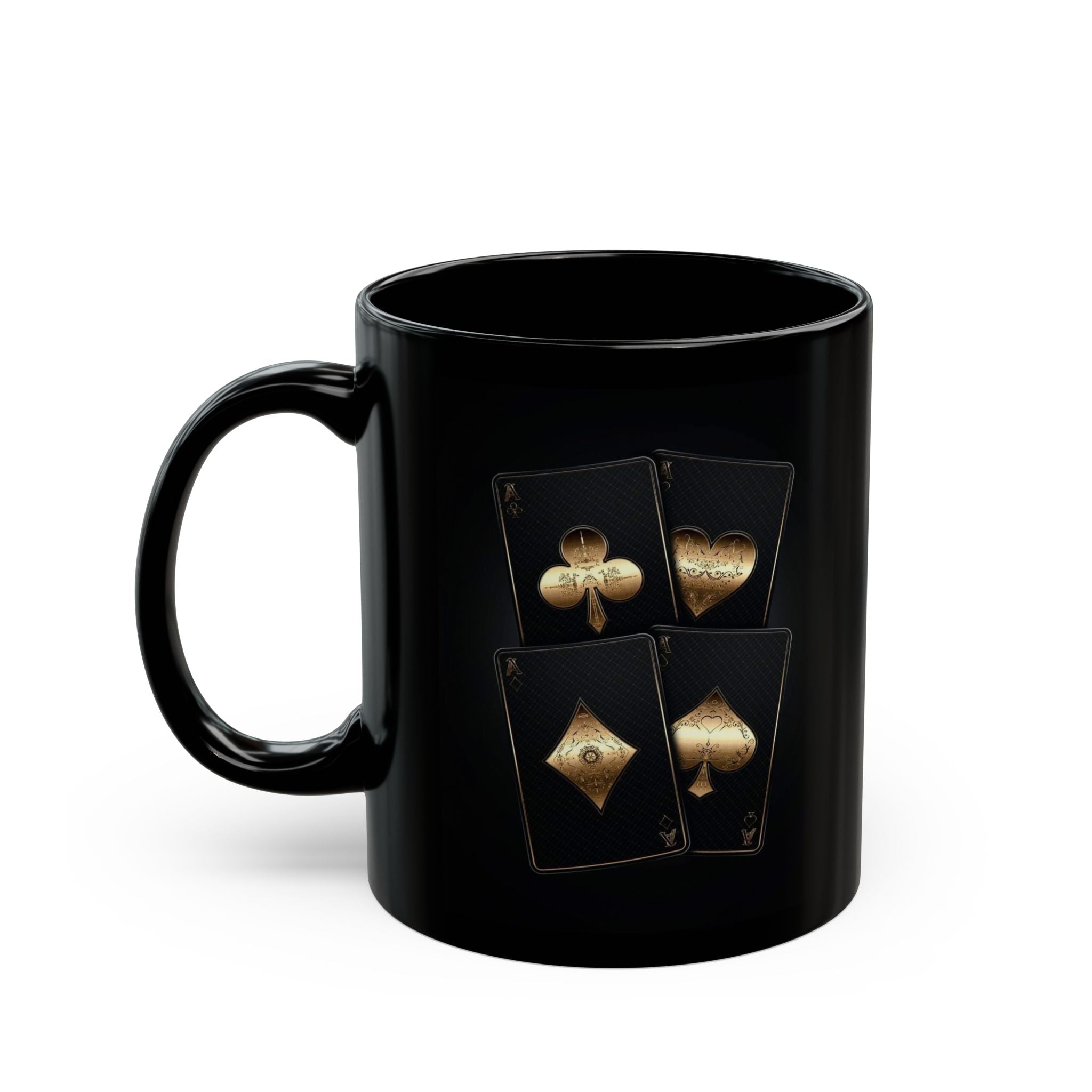 Gold Playing Cards design Mug | Black Ceramic Mug