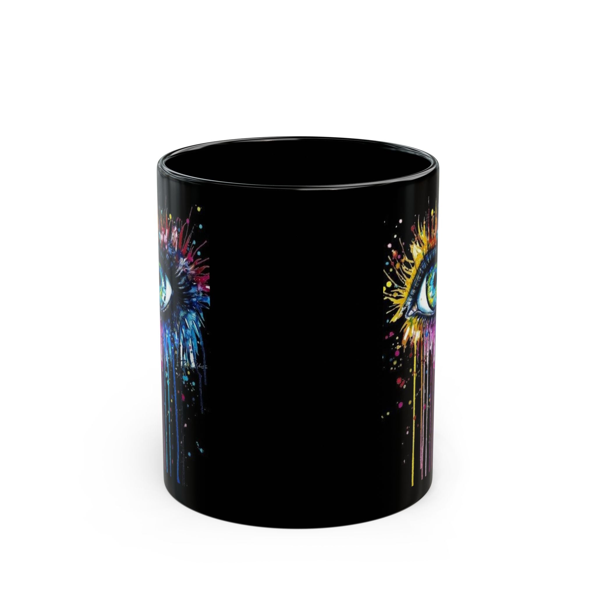 Paint Drip Eye mug | Black Ceramic Mug