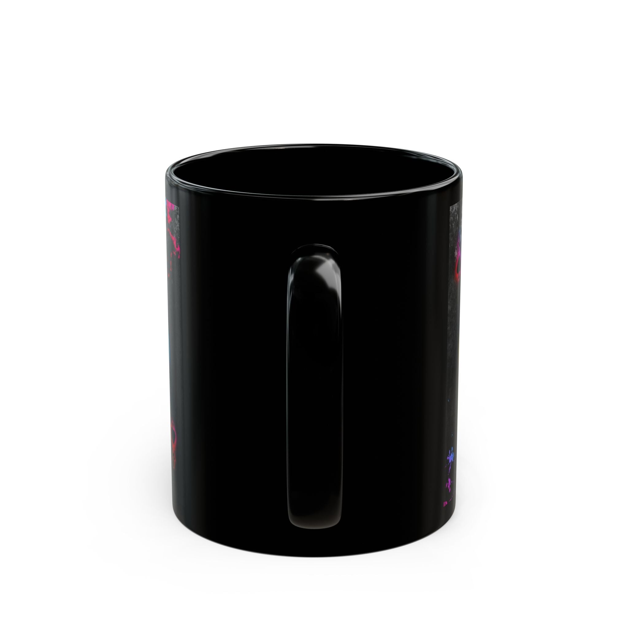 Neon Spade Pattern Mug | Black Ceramic Playing Card Coffee Cup