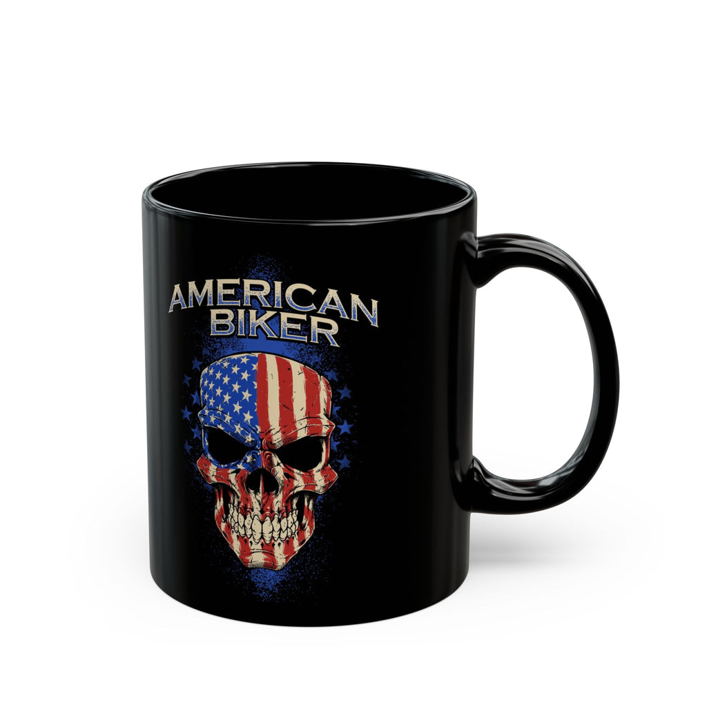 American Biker Skull Mug | Black Ceramic Coffee Cup