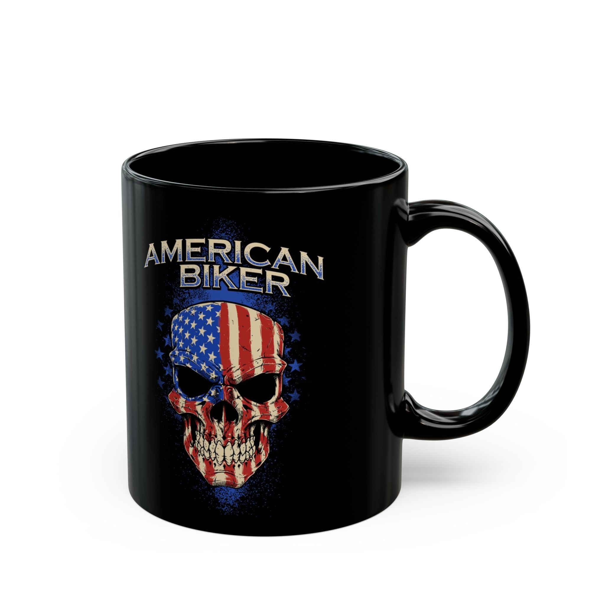 American Biker Skull Mug | Black Ceramic Coffee Cup