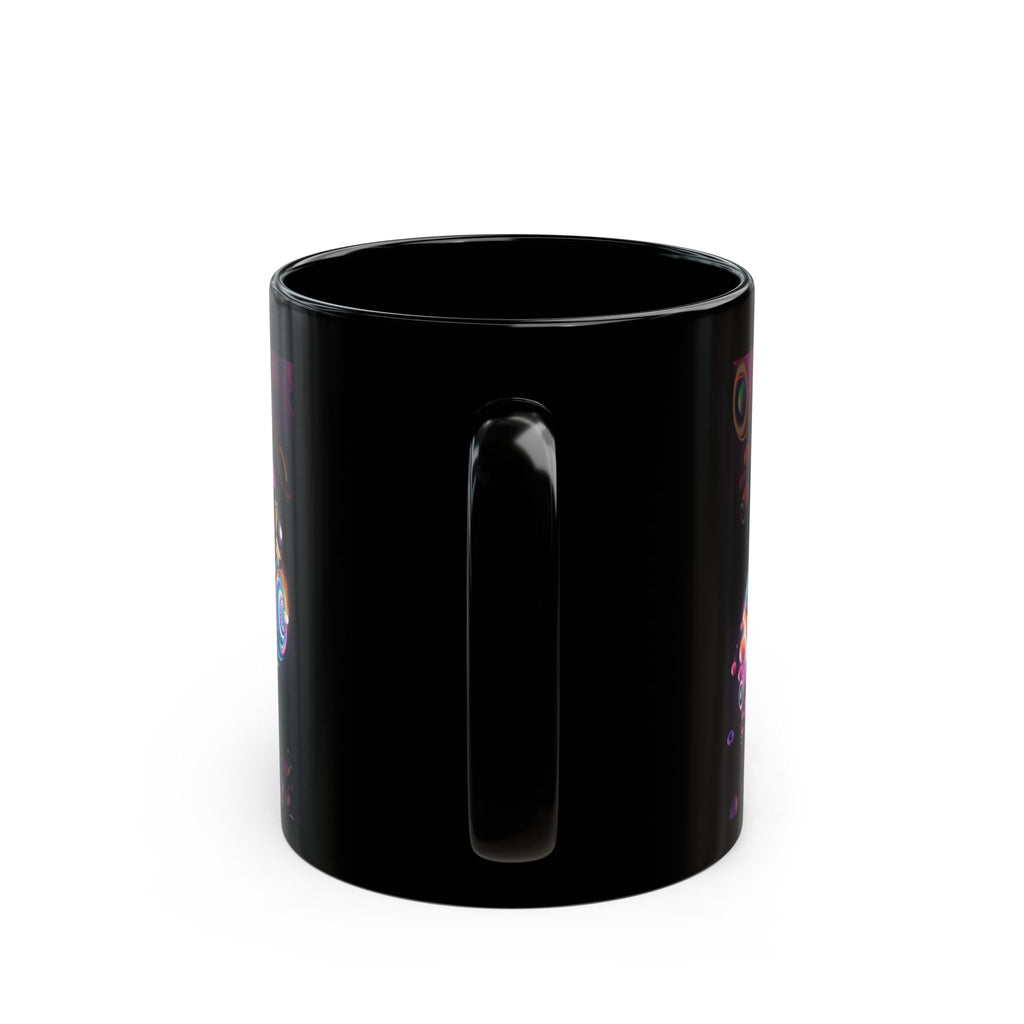 Neon Headphones Bubble Art Mug | Black Ceramic Mug