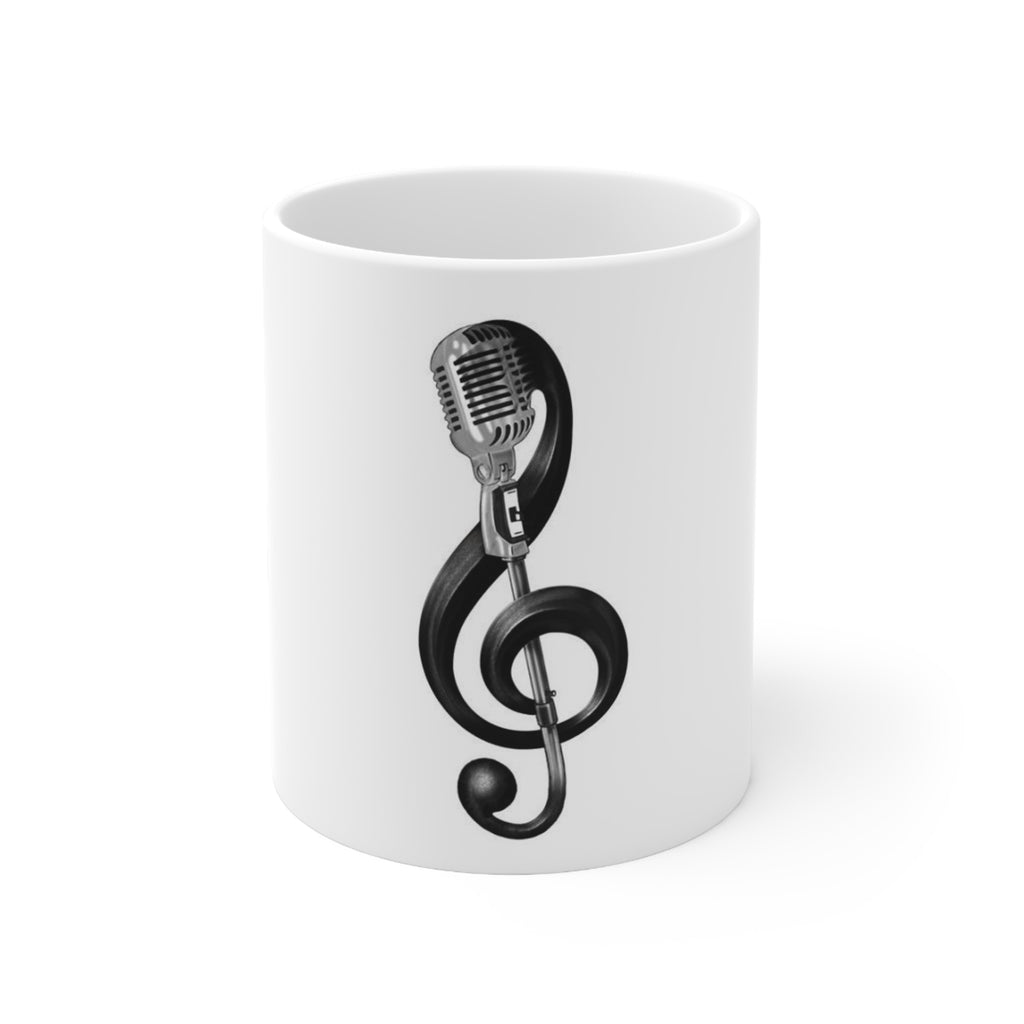 Music Lover Ceramic Mug — Microphone Treble Clef Coffee Cup (11oz & 15oz)