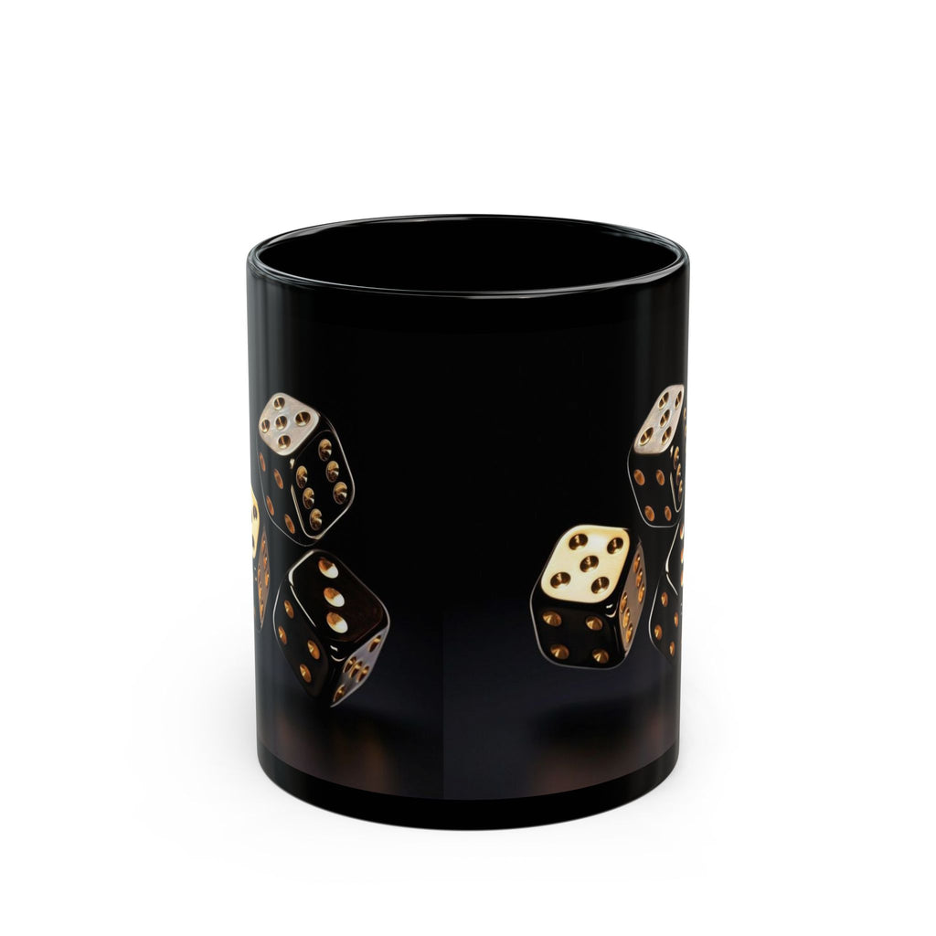 Black Dice Ceramic Mug – Lucky Roll Gaming Coffee Cup (11oz & 15oz)