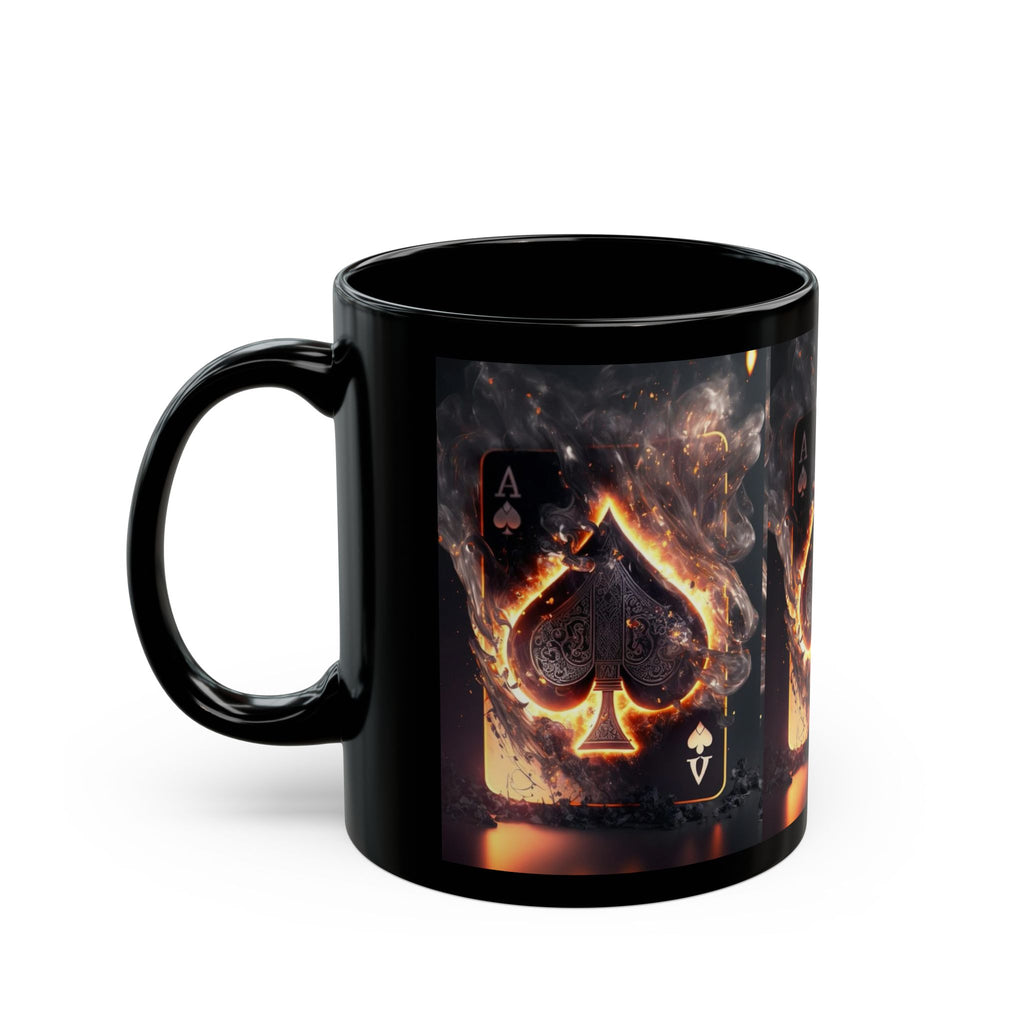 Burning Ace of Spades Mug | Black Ceramic Coffee Cup
