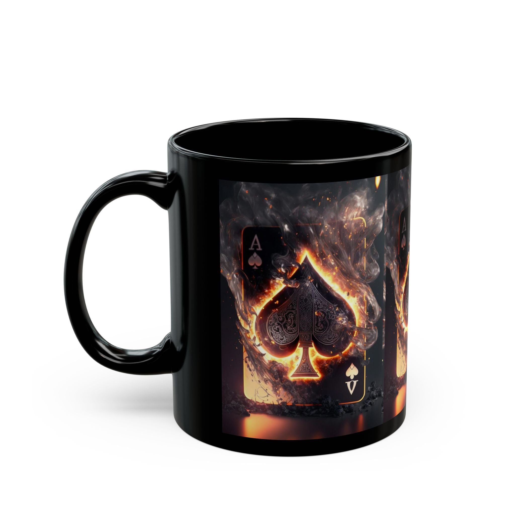 Burning Ace of Spades Mug | Black Ceramic Coffee Cup