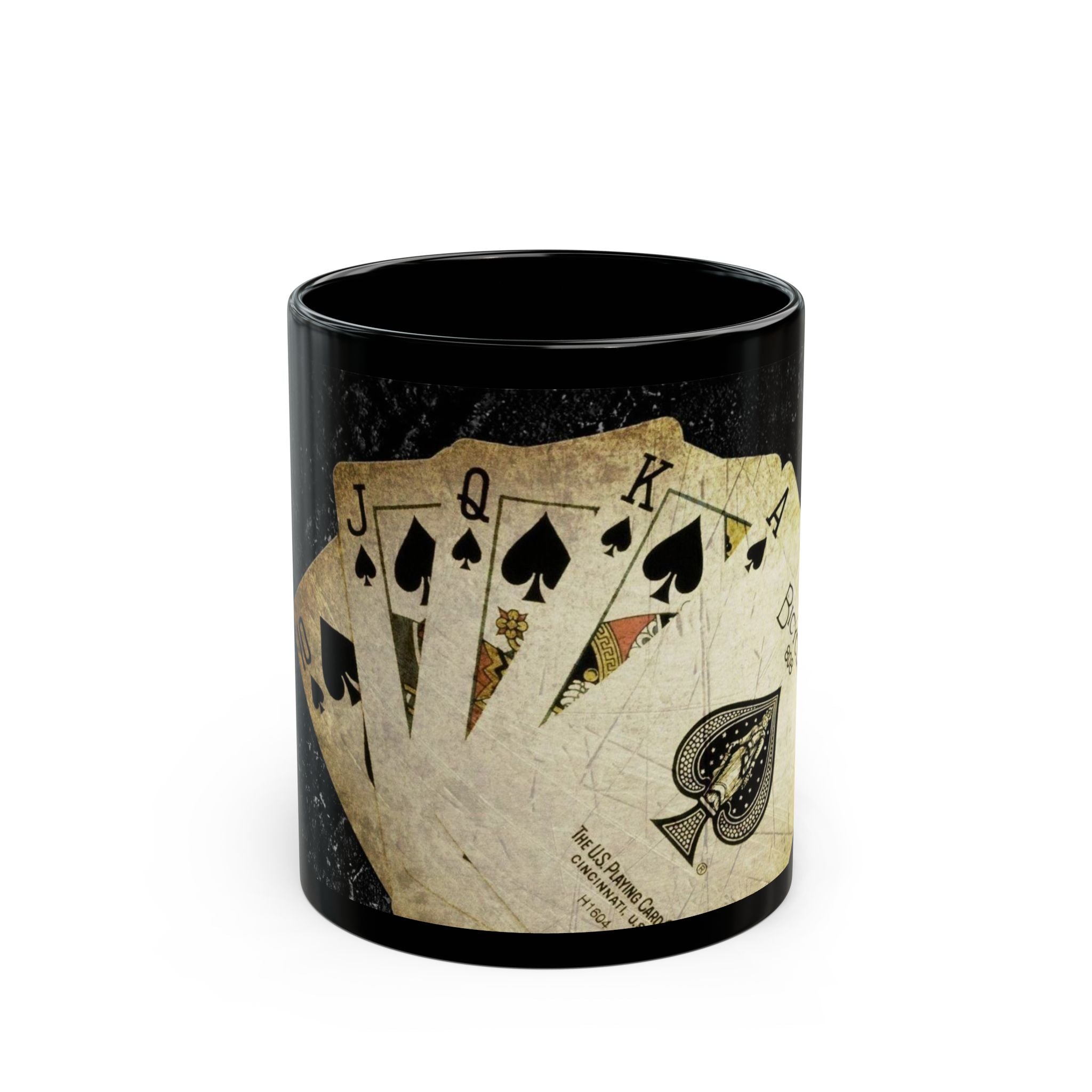 Vintage Bicycle Playing Cards Royal Flush mug | Black Coffee Mug