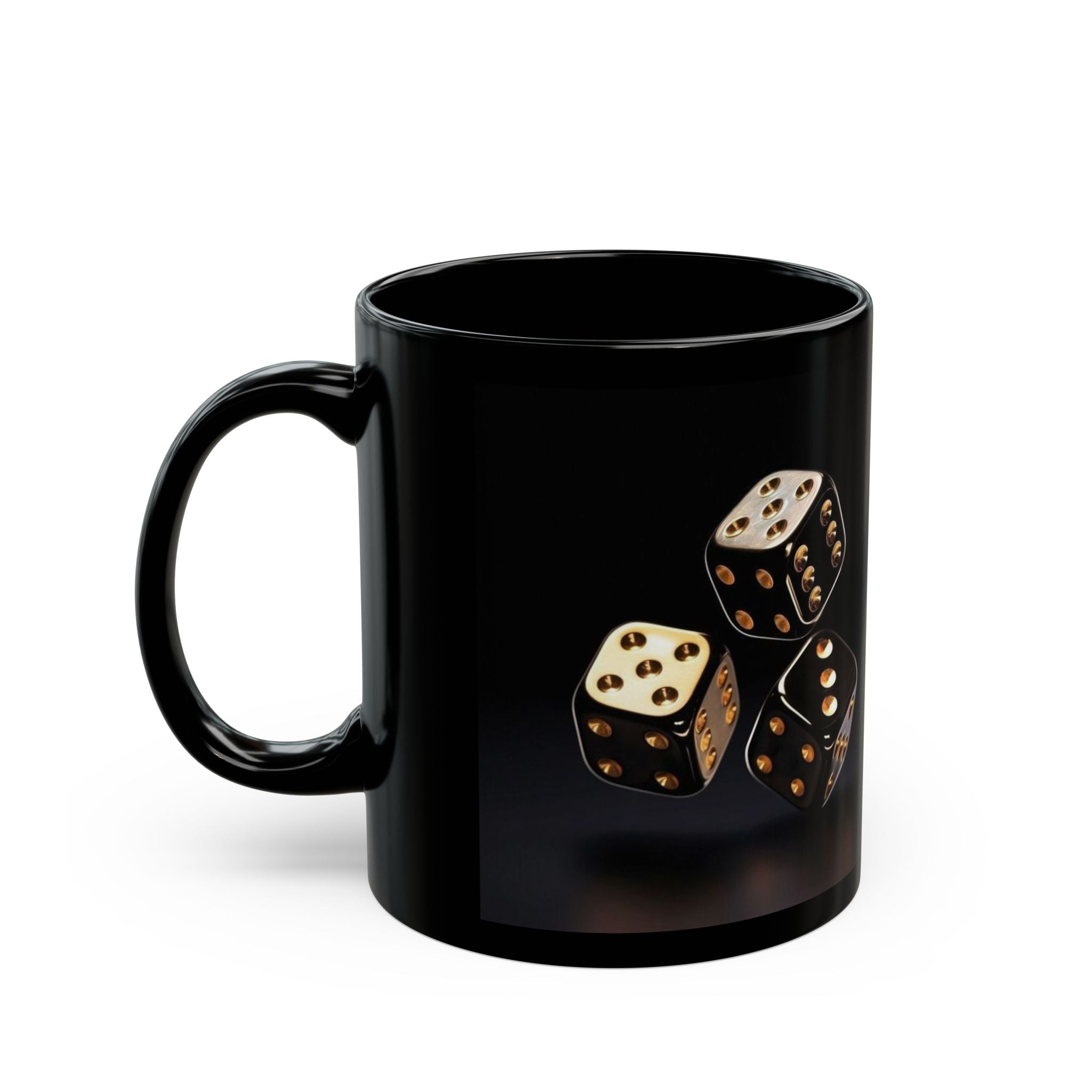 Black Dice Ceramic Mug – Lucky Roll Gaming Coffee Cup (11oz & 15oz)