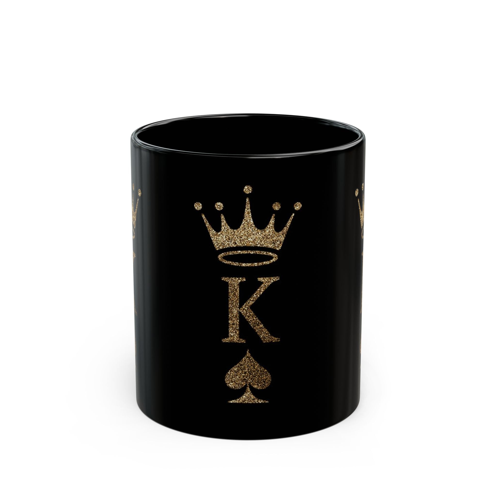 Gold Glitter King of Spades Mug | Black Ceramic Coffee Cup