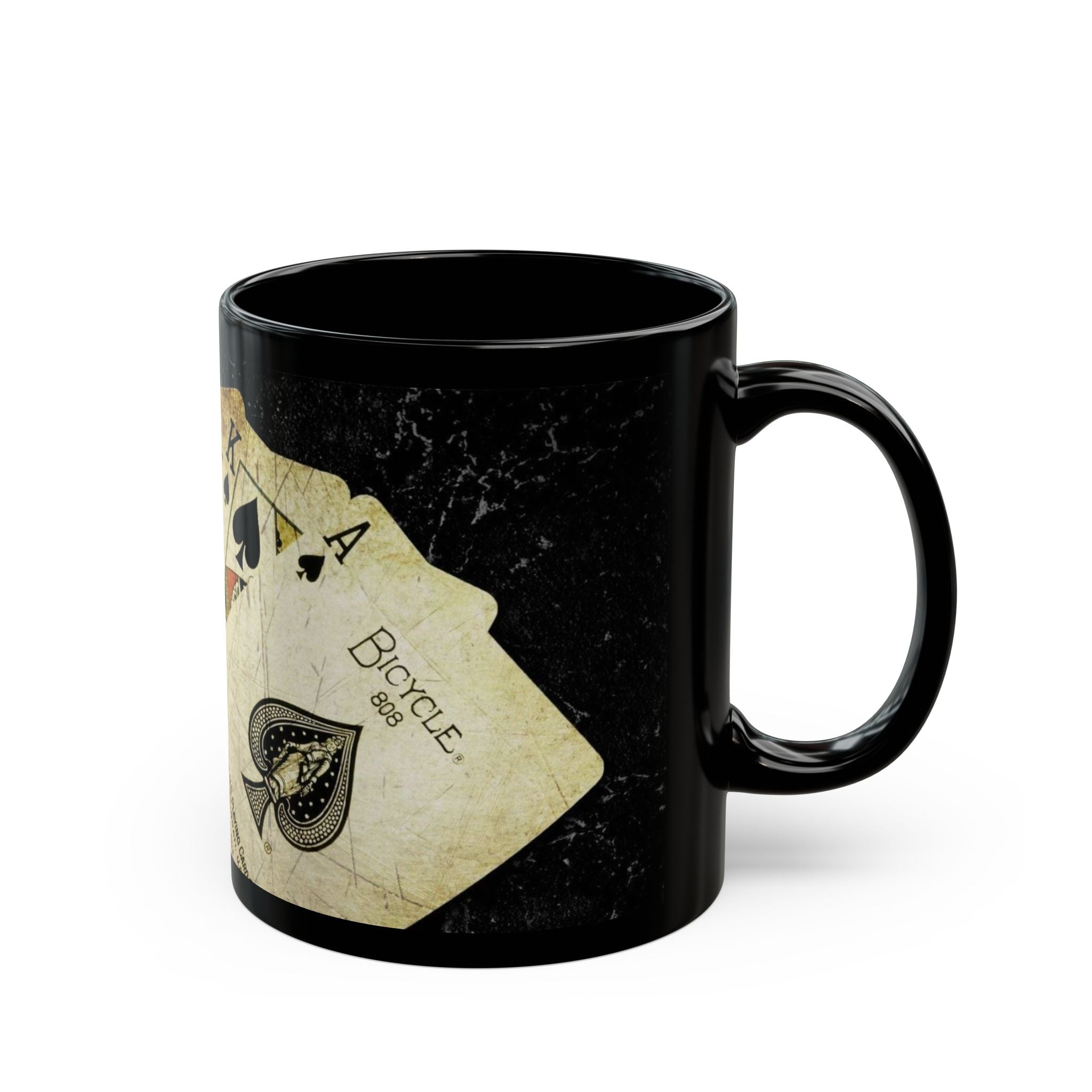Vintage Bicycle Playing Cards Royal Flush mug | Black Coffee Mug