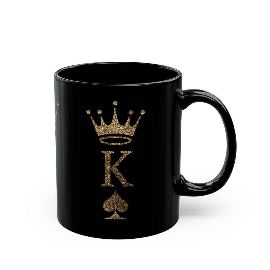 Gold Glitter King of Spades Mug | Black Ceramic Coffee Cup