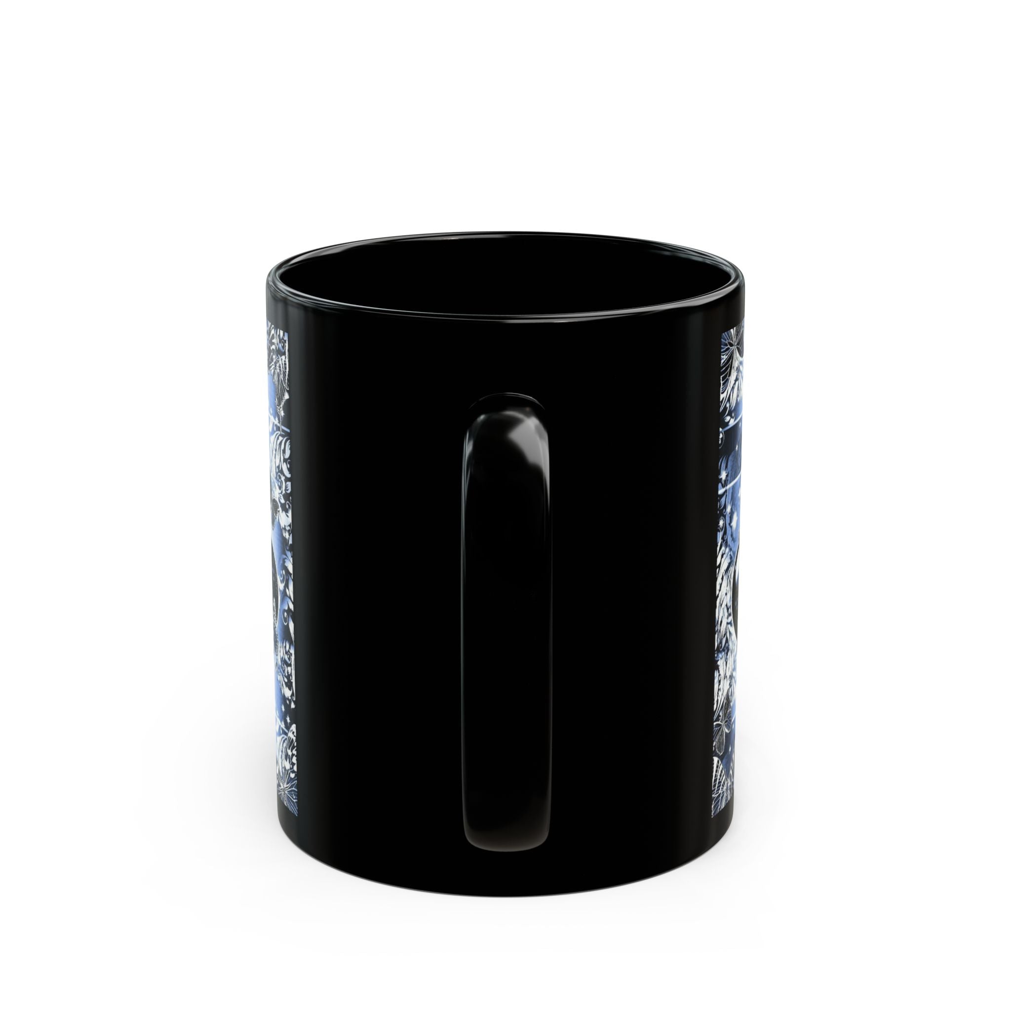 Galaxy Heart Illustration Mug | Black Ceramic Coffee Cup