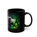 Neon Playing Cards Mug | Black Ceramic Poker Ace Coffee Cup