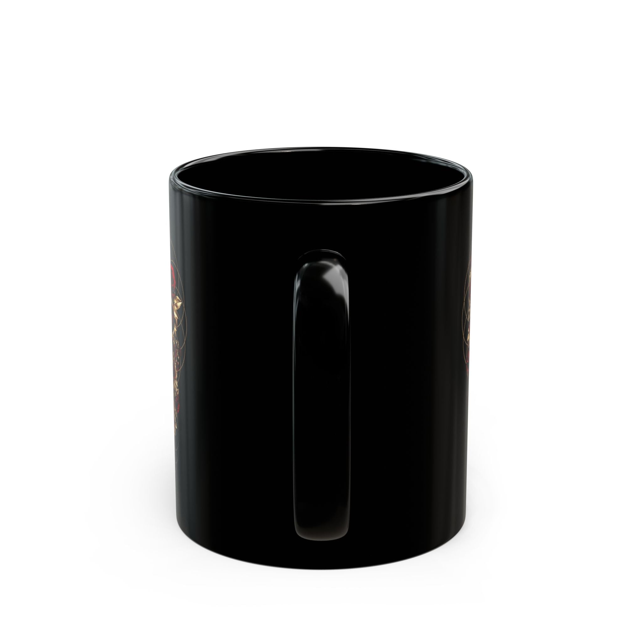 Gothic Skull & Roses Black Mug — Dark Floral Coffee Cup (11oz/15oz)