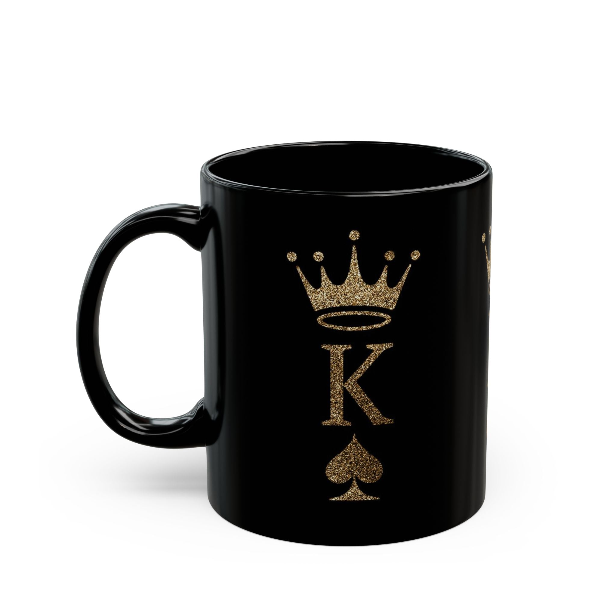 Gold Glitter King of Spades Mug | Black Ceramic Coffee Cup